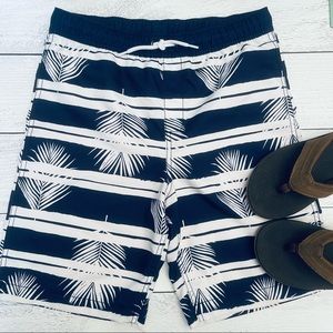 Lands' End Boys Navy Palm Leaf Swim Trunks Size XL (14-16)